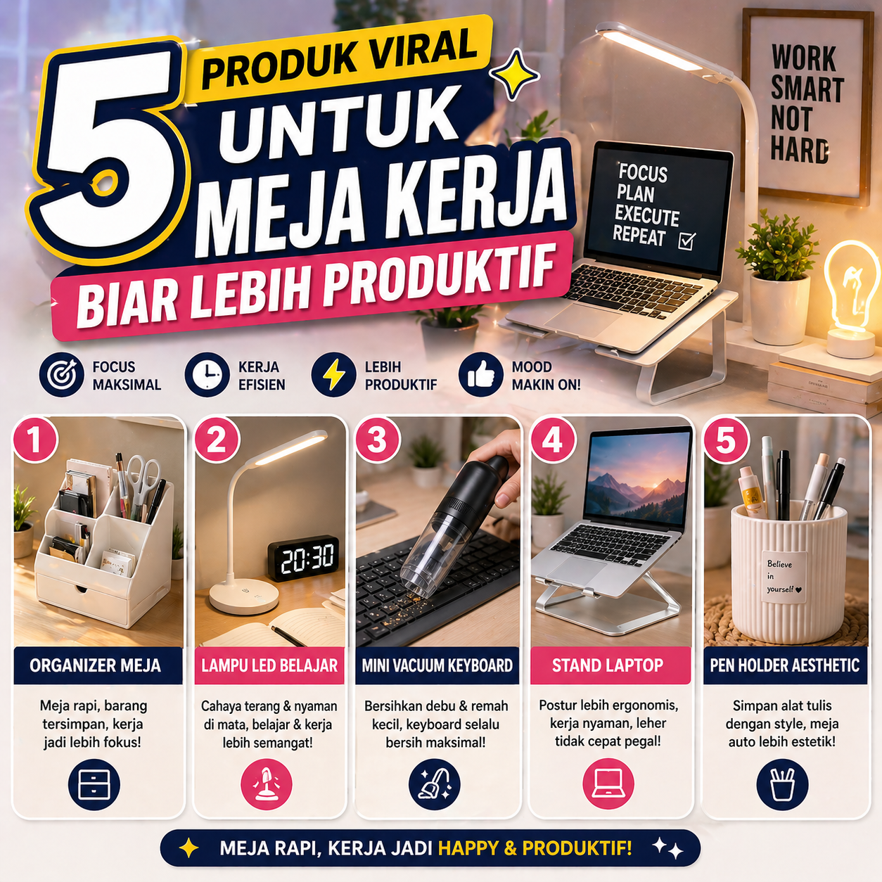 5 Produk Viral untuk Meja Kerja Biar Lebih Produktif
