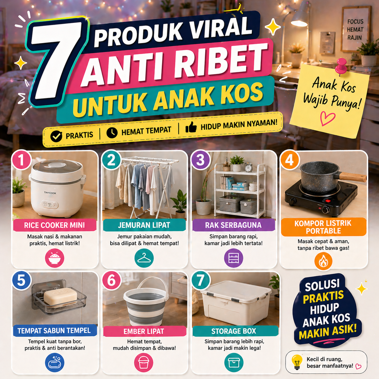 7 Produk Viral Anti Ribet untuk Anak Kos (Murah & Super Praktis!)